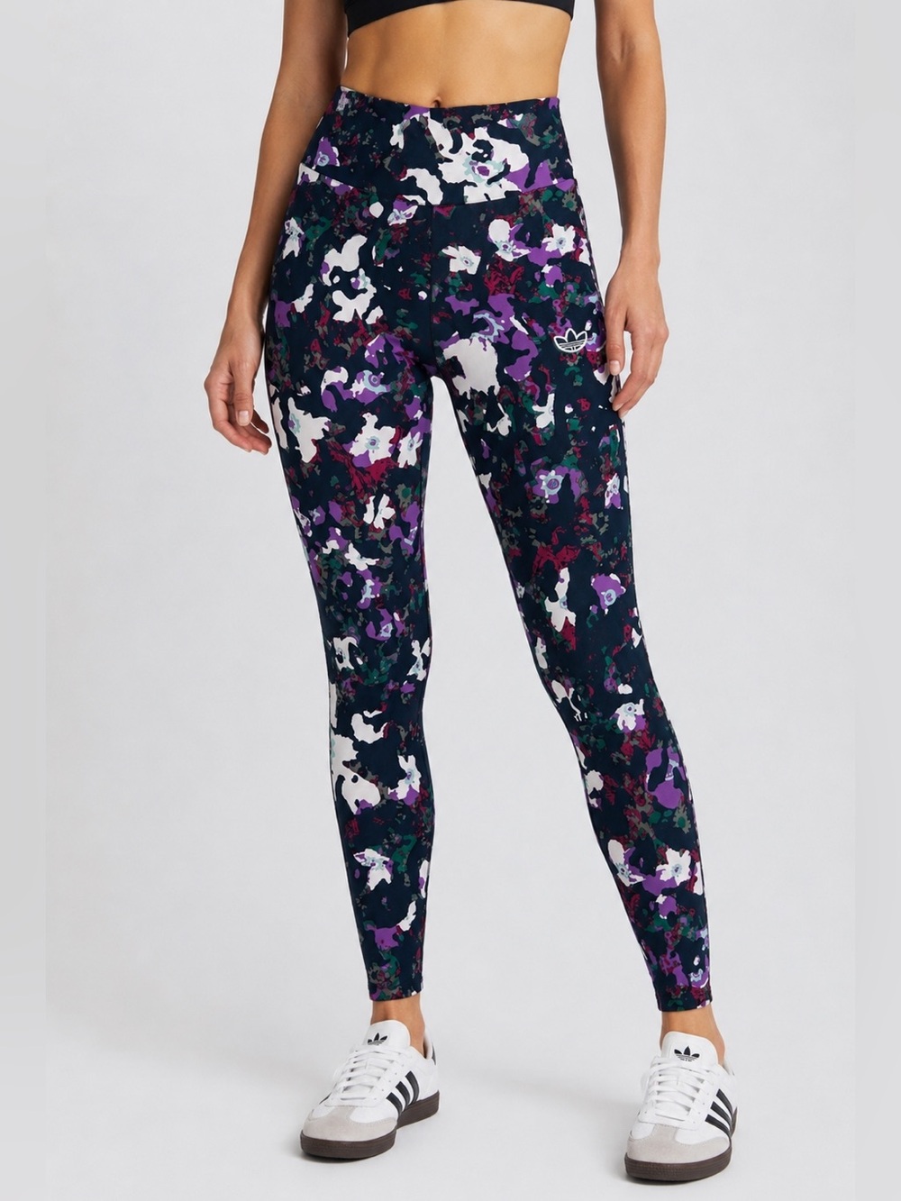 Adidas Originals Floral Print High Rise Leggings XS Multicolor Trefoil